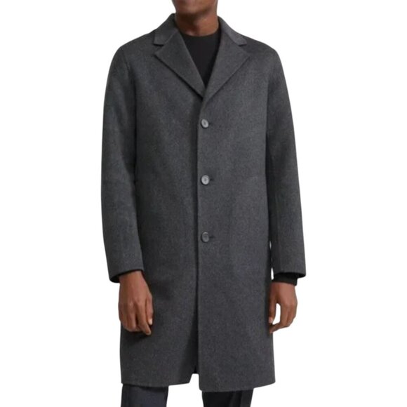 NWT THEORY Wool Cashmere Long Coat Delancey Double Faced Tailored Grey Winter - Picture 1 of 16